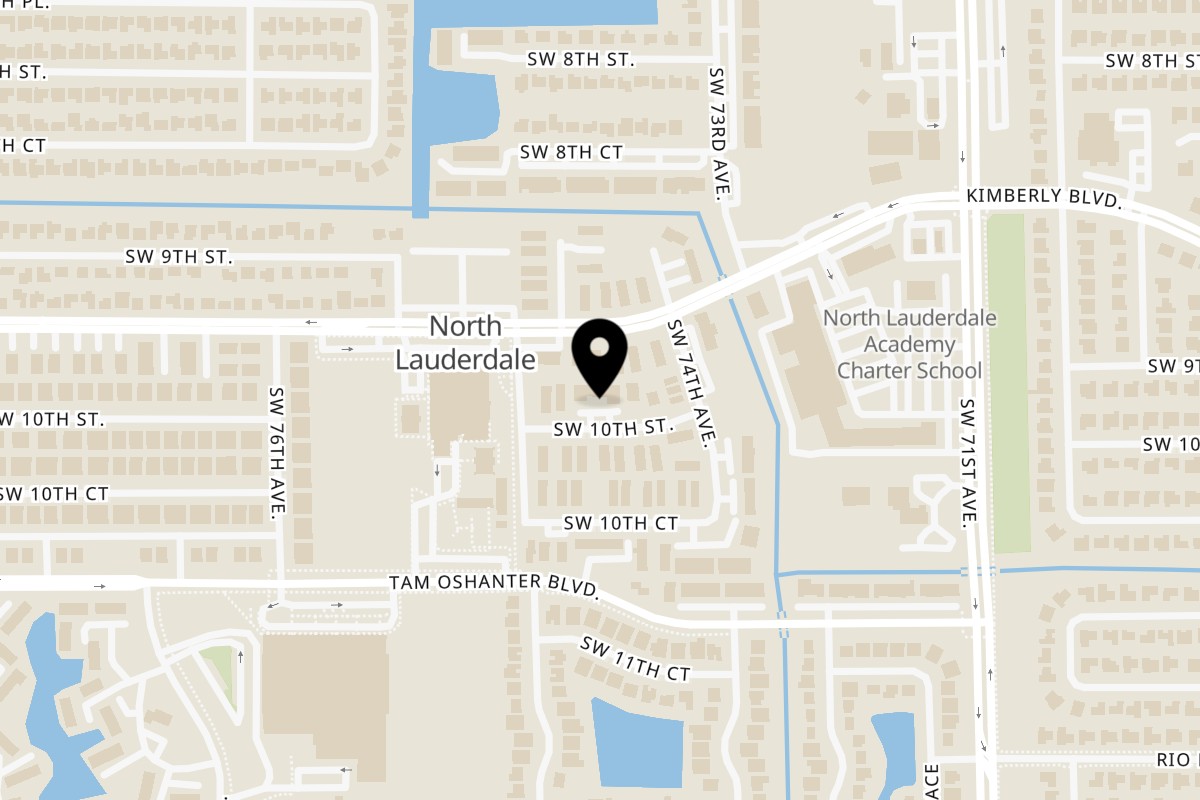 Map showing the location of LushTreatz on 7441 SW 10th St in North Lauderdale